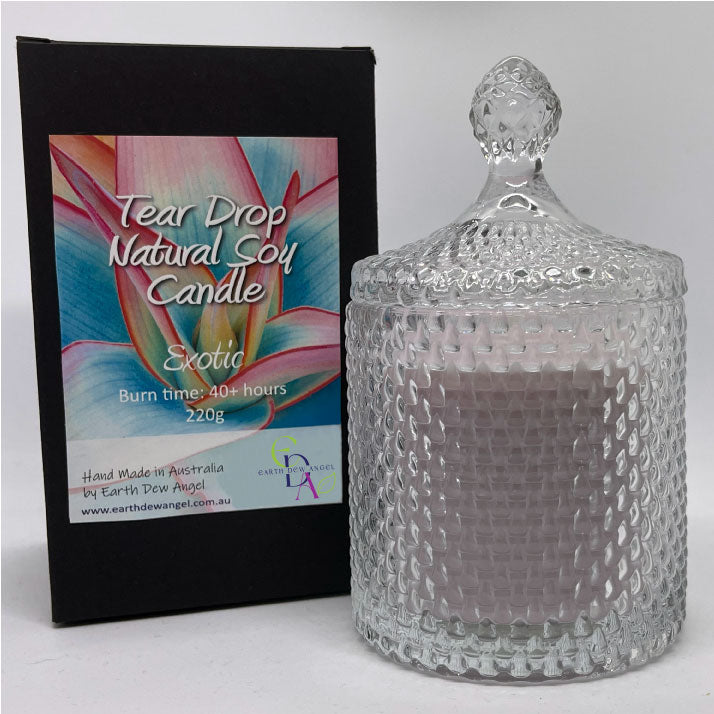 Tear Drop Soy Wax Glass Jar Candle (220gm)